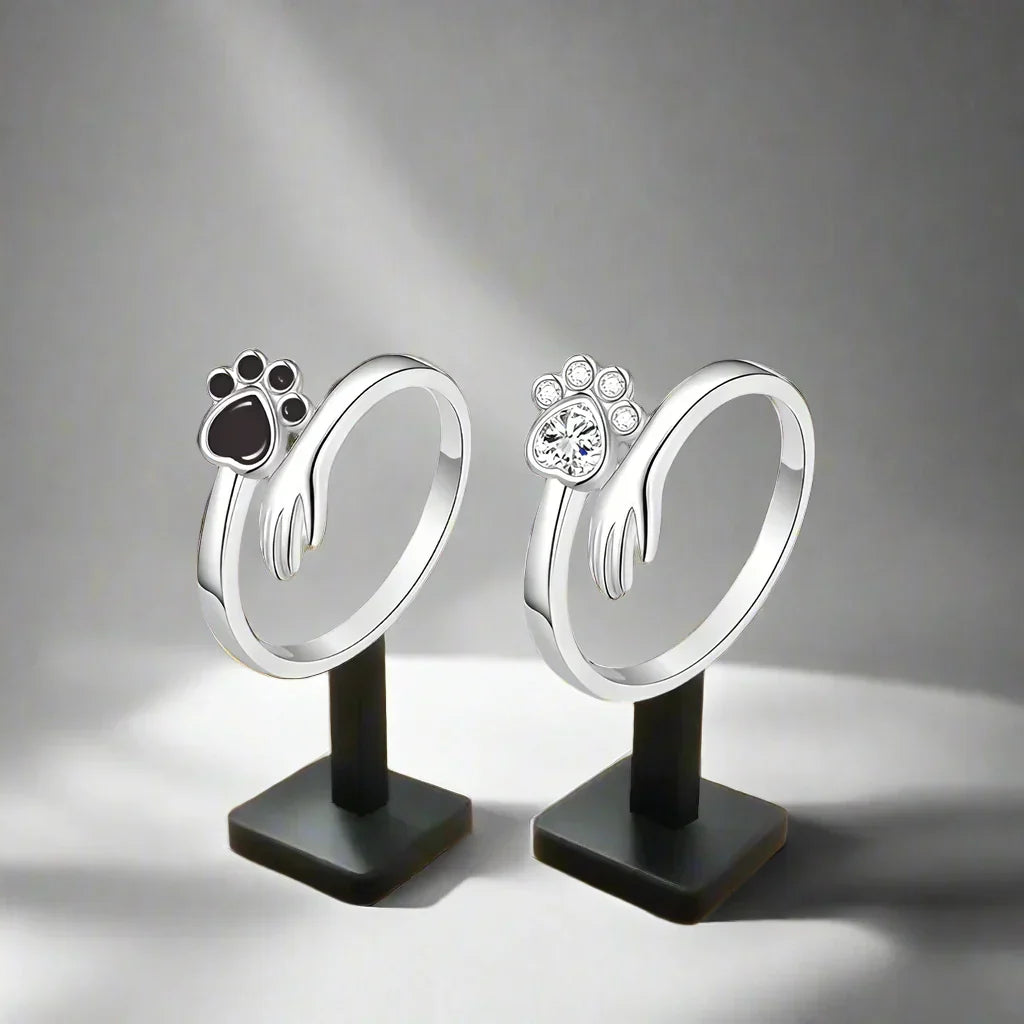 Adjustable Ring Hand and Paw Print Design