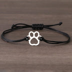 Paw Cord Bracelet Adjustable Black and Red Design