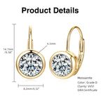 D Color Moissanite Clip Earrings for Girls 6.5mm/8mm Moissanite Diamond Round Earrings Silver 925 Jewelry Wedding Gift