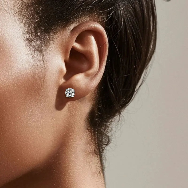 2cttw 4cttw D Moissanite Stud Earrings 925 Silver 6.5mm 8mm 1ct 2ct Lab Diamond Earrings For Women Men Couple Jewelry Gift