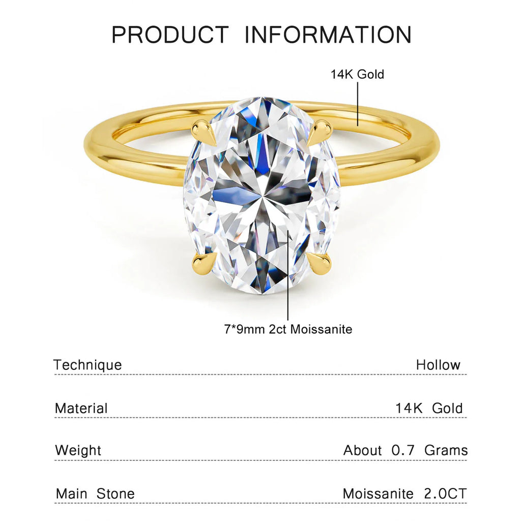 Au585 Pear Cut Moissanite Ring 3CT D VVS1 for Women 100% 14K Gold Egg Shaped Diamond for Wedding Band Classic Jewelry