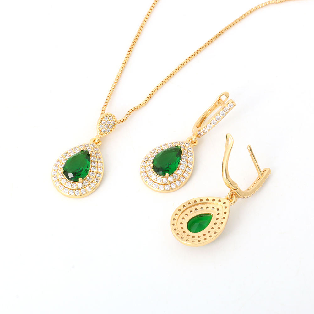 Thalienne Emerald Elegance Gold Jewelry Set