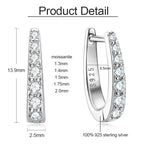S925 All D Moissanite Clip Earrings U Shaped Hoop Huggie 925 Silver for Woman Certified Fine Jewelry Wedding Birthday Gift