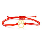 Paw Cord Bracelet Adjustable Black and Red Design