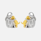 Silver and Gold Two-Tone Hug Earrings