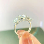 Real D Color VVS1 Round 2.0ctw Moissanite 3-Stone Ring 925 Pure Silver Jewelry Certified for Women Wedding Engagement Gift