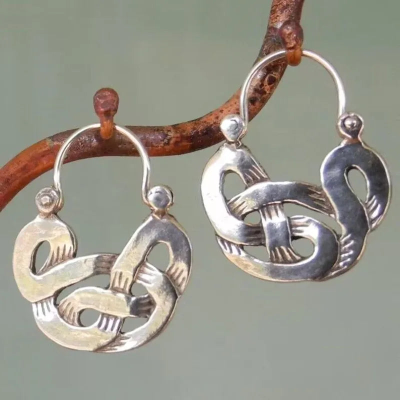 Vintage Silver Knot Hoop Earrings
