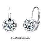 D Color Moissanite Clip Earrings for Girls 6.5mm/8mm Moissanite Diamond Round Earrings Silver 925 Jewelry Wedding Gift