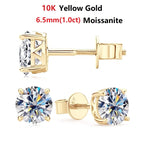 14k Gold Earrings Real 6mm Moissanite Diamond Stud Earrings for Men Women 10K Yellow Gold Screw Back Earrings Fine Jewelry