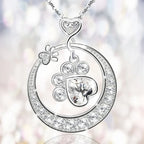 Cute Paw Print Necklace Silver with Cubic Zirconia