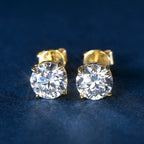 14k Gold Earrings Real 6mm Moissanite Diamond Stud Earrings for Men Women 10K Yellow Gold Screw Back Earrings Fine Jewelry