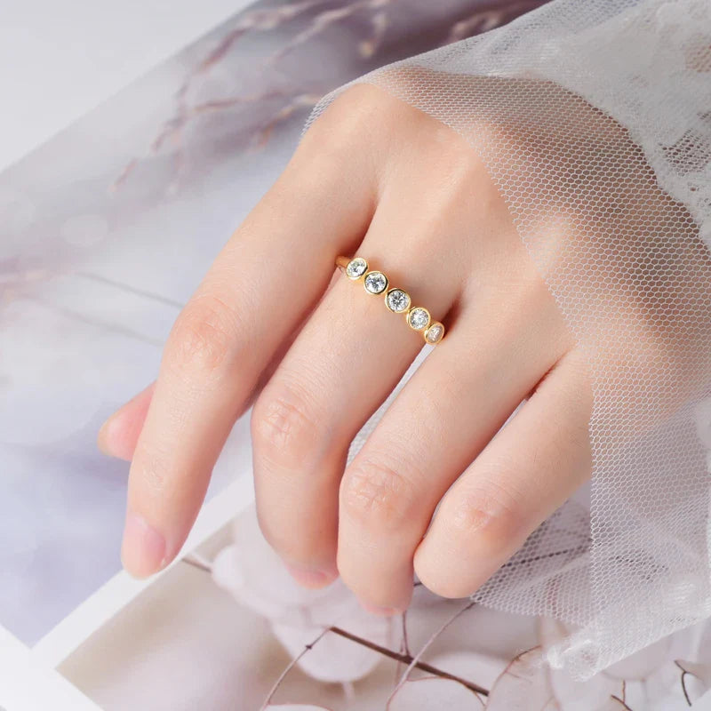 0.5cttw 3mm Round Five Stones D Moissanite Diamond Rings for Women Original 925 Sterling Silver Engagement Wedding Jewelry Gift