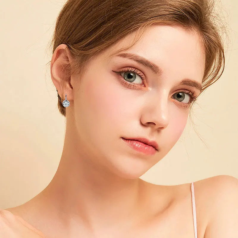 D Color Moissanite Clip Earrings for Girls 6.5mm/8mm Moissanite Diamond Round Earrings Silver 925 Jewelry Wedding Gift