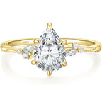 Trumium 2CT s925 Sterling Silver Engagement Pear Cut Rings for Women Wedding Teardrop Halo Cubic Zirconia Bridal Promise Ring