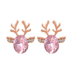 Festive Reindeer Crystal Stud Earrings