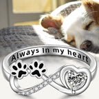 Zirconia Paw Ring with Heart and Infinity Design