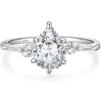 Trumium 2CT s925 Sterling Silver Engagement Pear Cut Rings for Women Wedding Teardrop Halo Cubic Zirconia Bridal Promise Ring