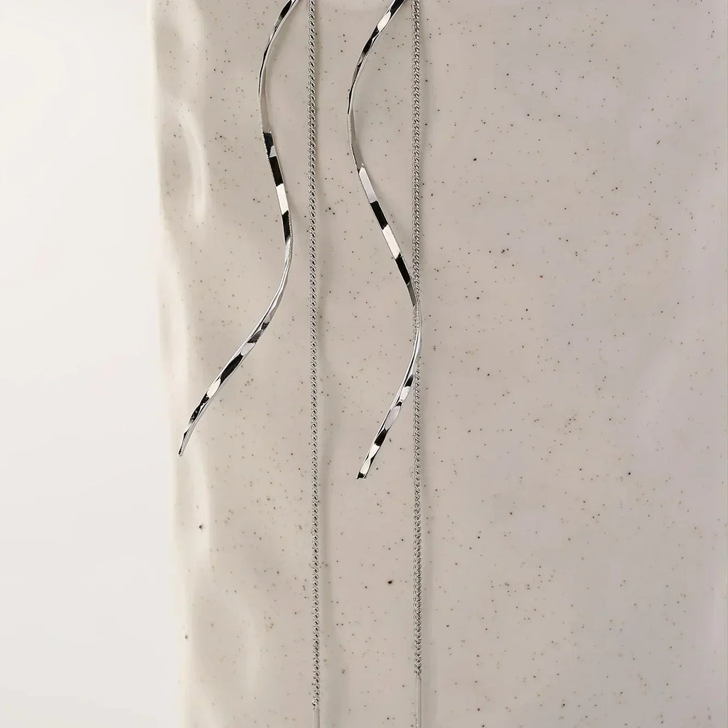 Long Earrings with Wavy Design