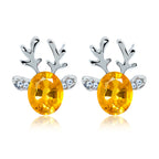 Festive Reindeer Crystal Stud Earrings