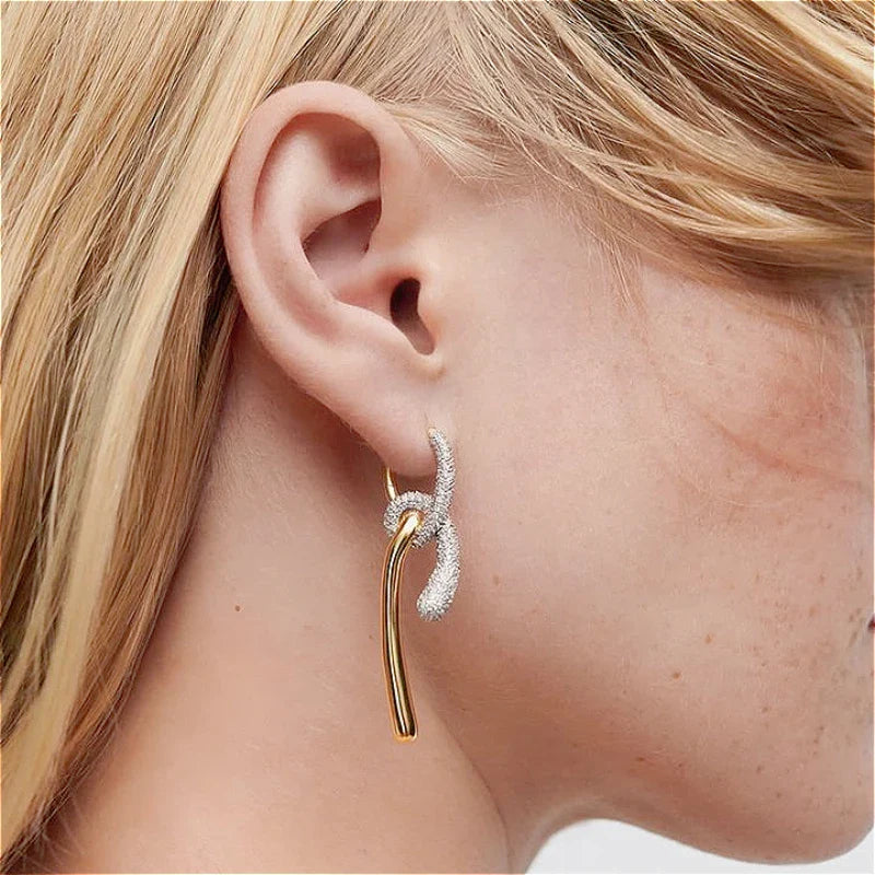 Bright Braided Golden Earrings