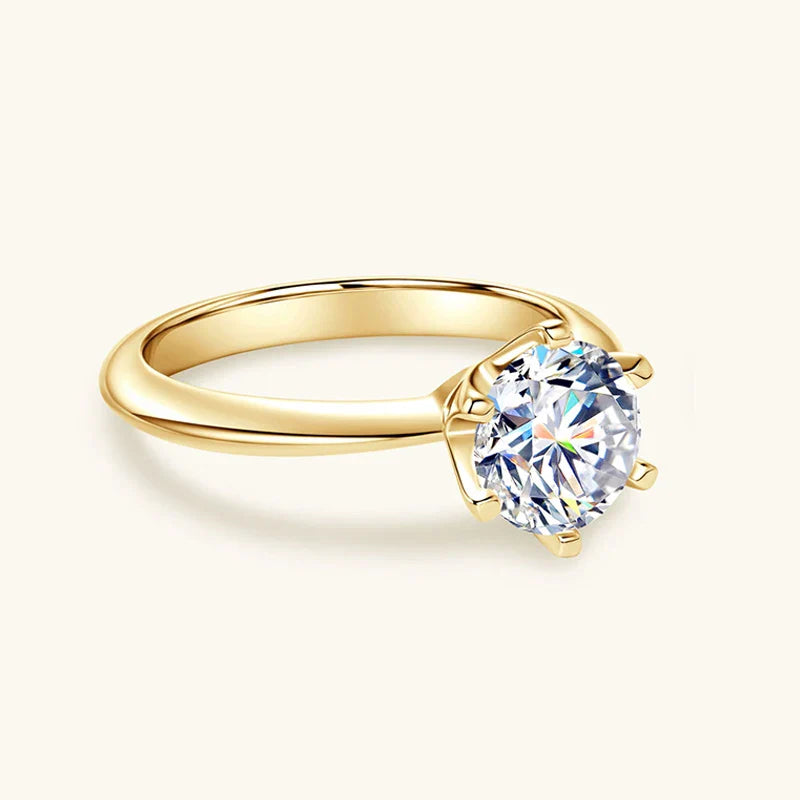 D Moissanite Ring 3ct Diamond Engagement Rings Solitaire for women 2ct Moissanite Ring Plated 14k Gold with Certificate