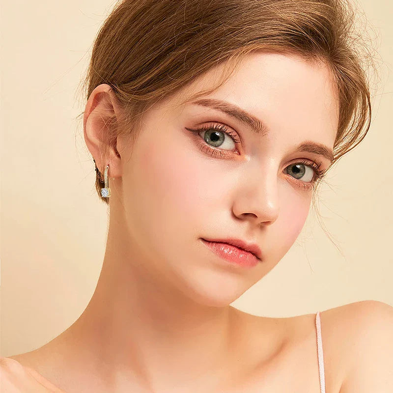 6.5mm 1.0carat D Color Moissanite Dangle Hook Earrings for Women Engagement 925 Sterling Silver High Quality Fine Jewelry