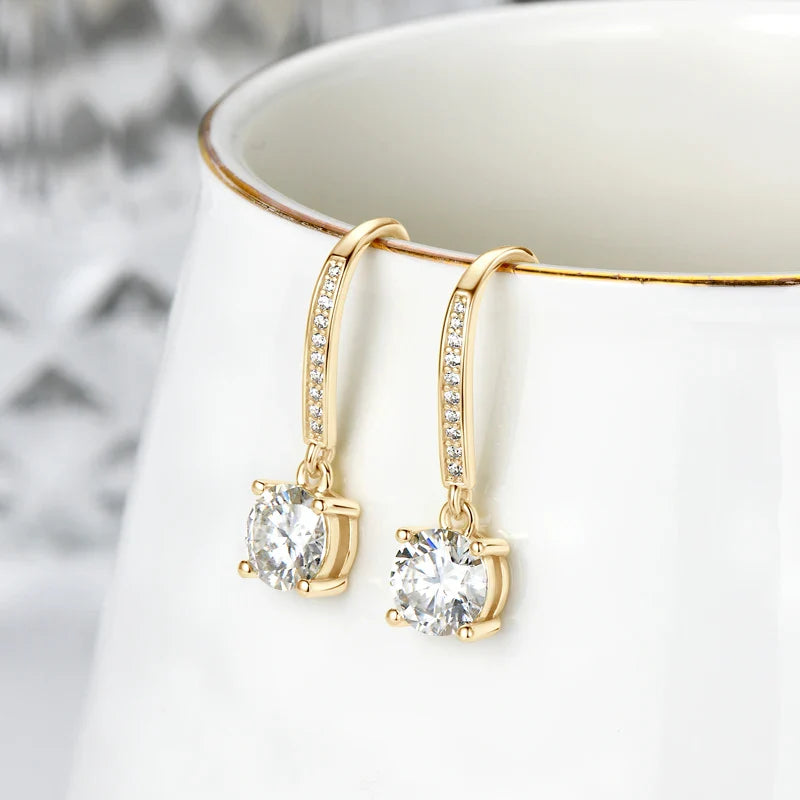 6.5mm 1.0carat D Color Moissanite Dangle Hook Earrings for Women Engagement 925 Sterling Silver High Quality Fine Jewelry