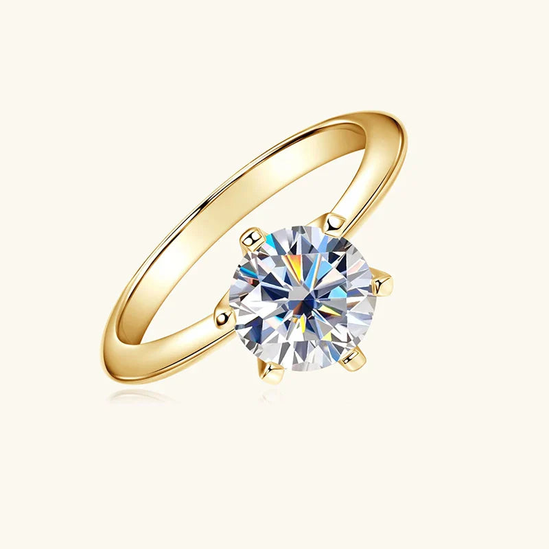 D Moissanite Ring 3ct Diamond Engagement Rings Solitaire for women 2ct Moissanite Ring Plated 14k Gold with Certificate