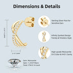 Infinity Half Hoop Earrings Full D Moissanite Diamond Stud Earrings for Women Silver 925 Jewelry Engagement Wedding Gift