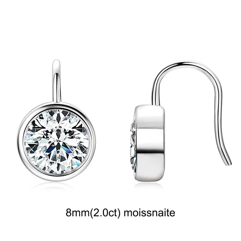 D Color Moissanite Clip Earrings for Girls 6.5mm/8mm Moissanite Diamond Round Earrings Silver 925 Jewelry Wedding Gift