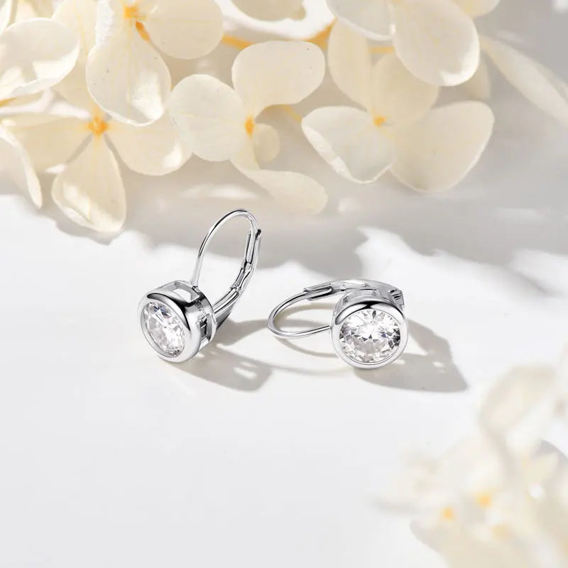 D Color Moissanite Clip Earrings for Girls 6.5mm/8mm Moissanite Diamond Round Earrings Silver 925 Jewelry Wedding Gift