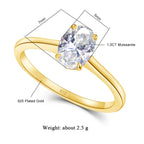 Au585 Pear Cut Moissanite Ring 3CT D VVS1 for Women 100% 14K Gold Egg Shaped Diamond for Wedding Band Classic Jewelry