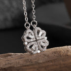 Women's Stylish Two Way Heart Shaped Magnetic Necklace With Cubic Zirconia