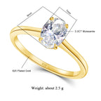 Au585 Pear Cut Moissanite Ring 3CT D VVS1 for Women 100% 14K Gold Egg Shaped Diamond for Wedding Band Classic Jewelry