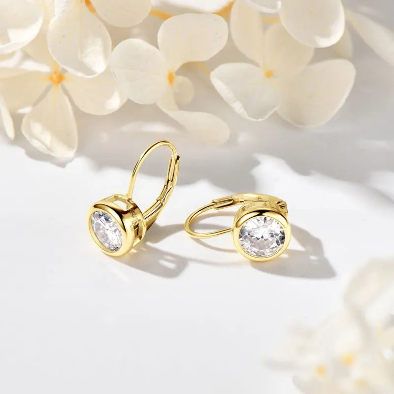 D Color Moissanite Clip Earrings for Girls 6.5mm/8mm Moissanite Diamond Round Earrings Silver 925 Jewelry Wedding Gift