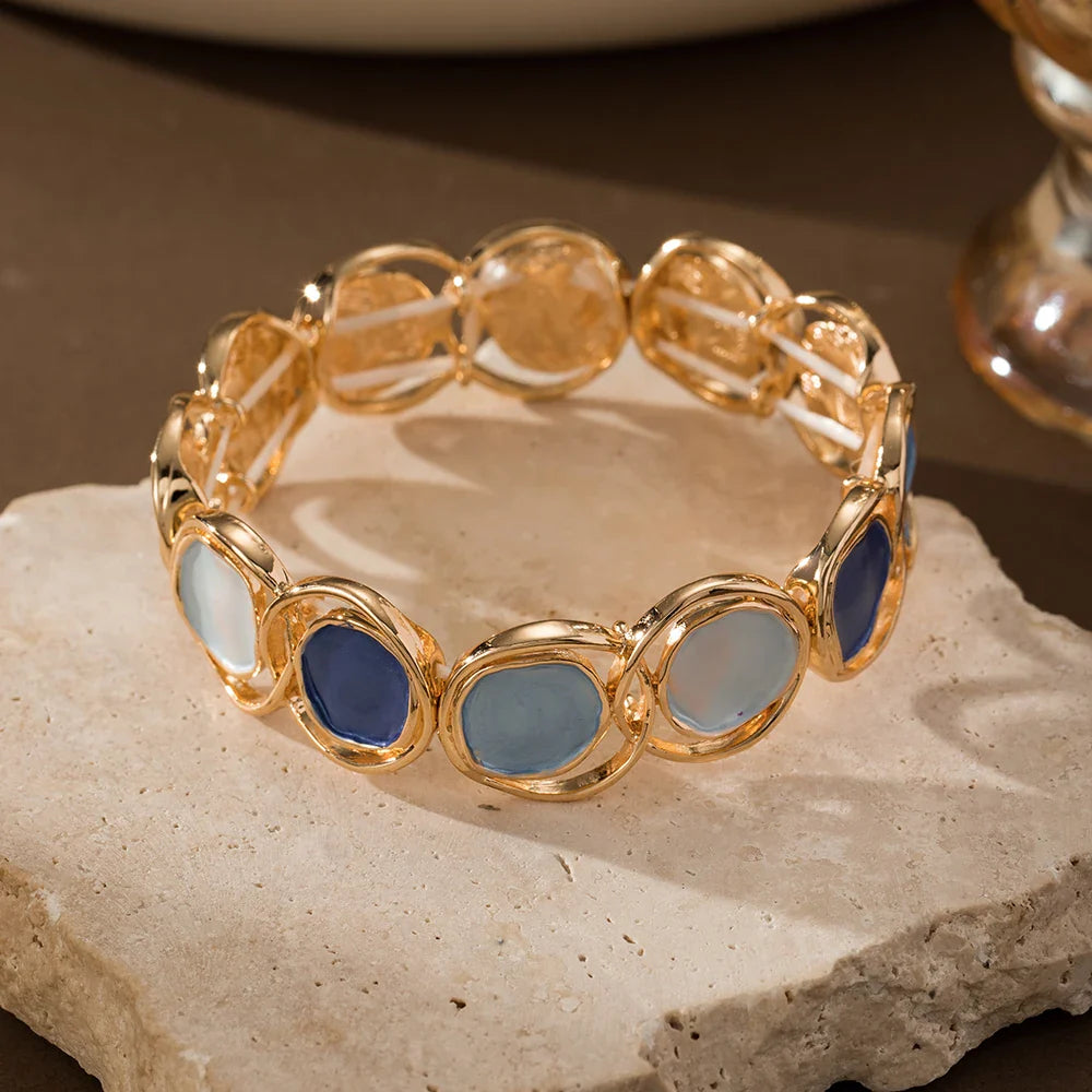 Vintage Blue Marble Gold Bracelet