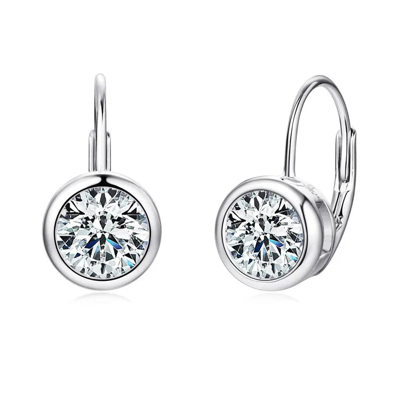 D Color Moissanite Clip Earrings for Girls 6.5mm/8mm Moissanite Diamond Round Earrings Silver 925 Jewelry Wedding Gift