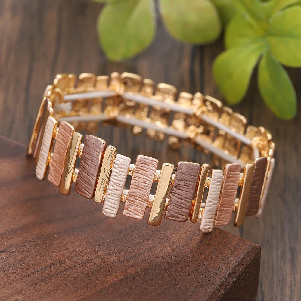 Vintage Gold & Bronze Geometric Bracelet