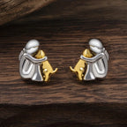 Silver and Gold Two-Tone Hug Earrings