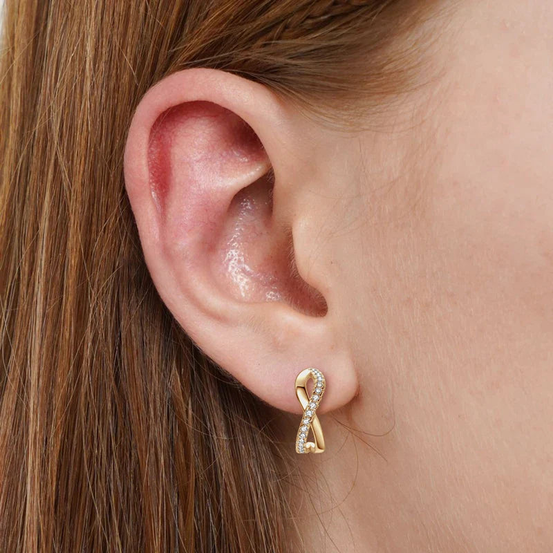 Infinity Half Hoop Earrings Full D Moissanite Diamond Stud Earrings for Women Silver 925 Jewelry Engagement Wedding Gift