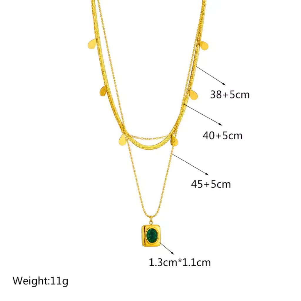 Serena Emerald Elegance Gold Necklace Set