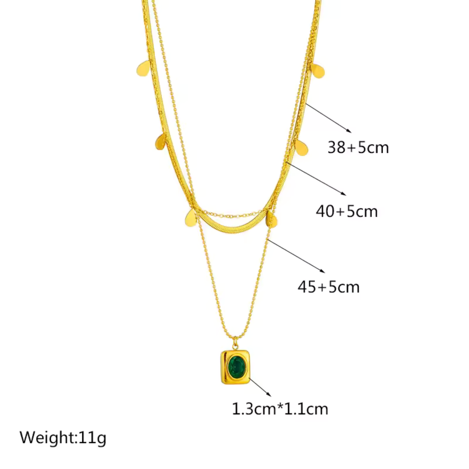 Serena Emerald Elegance Gold Necklace Set
