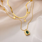 Serena Emerald Elegance Gold Necklace Set