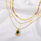 Serena Emerald Elegance Gold Necklace Set