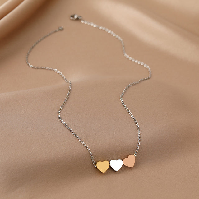 Triple Heart Necklace in Gold