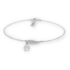 Silver Memorial Bracelet with Angel Wing & Paw Print