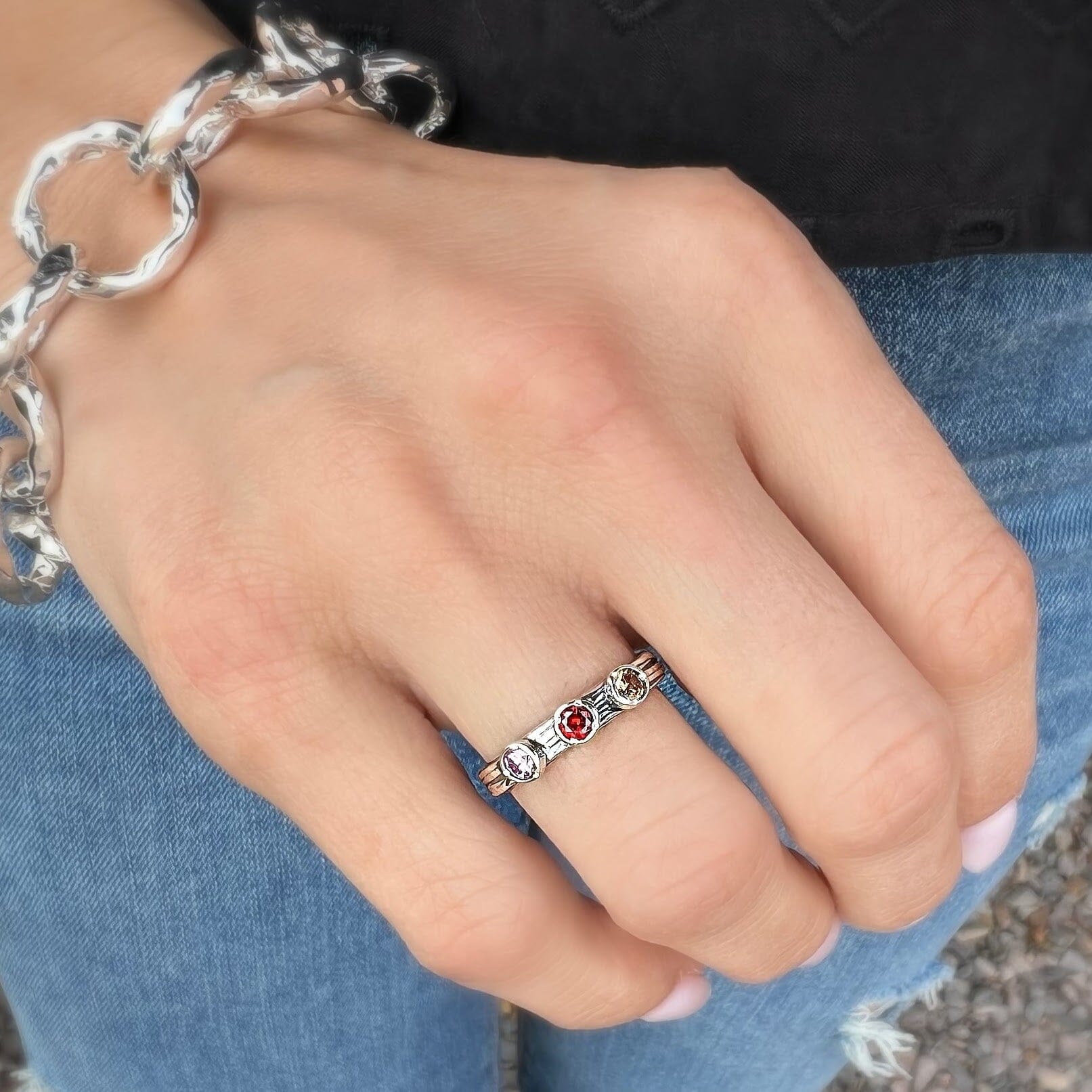 Three Stone Stack Ring