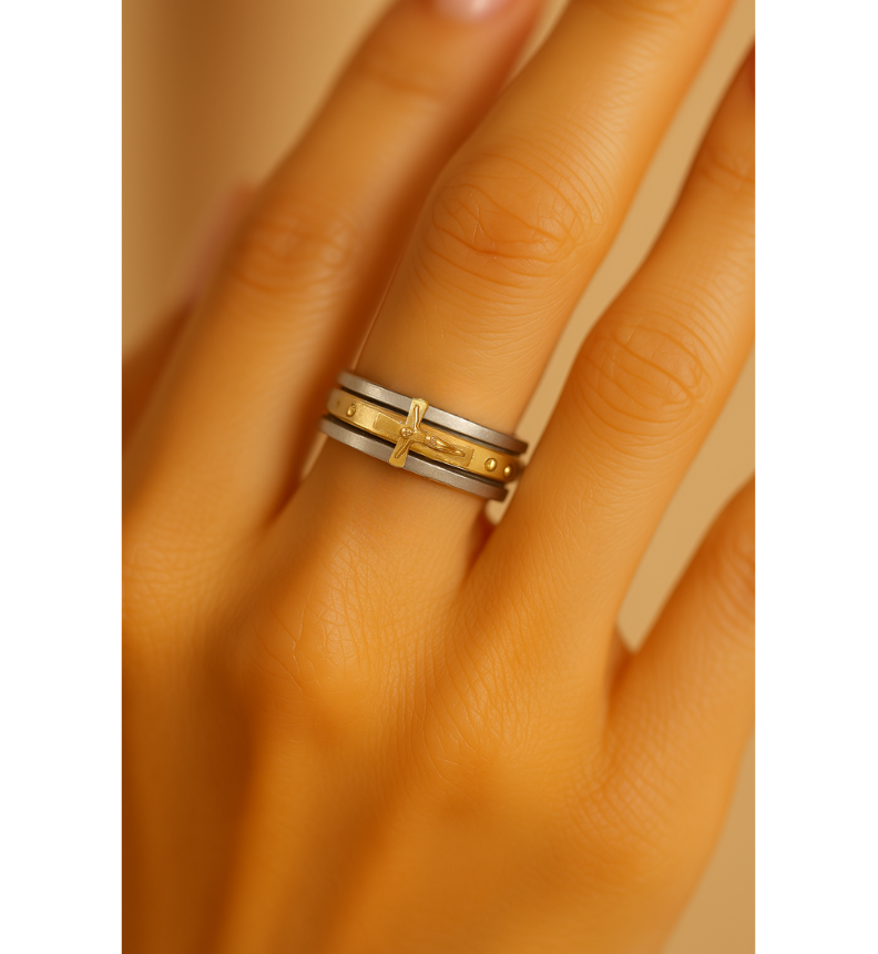 Gold Layered Religious Cross Ring