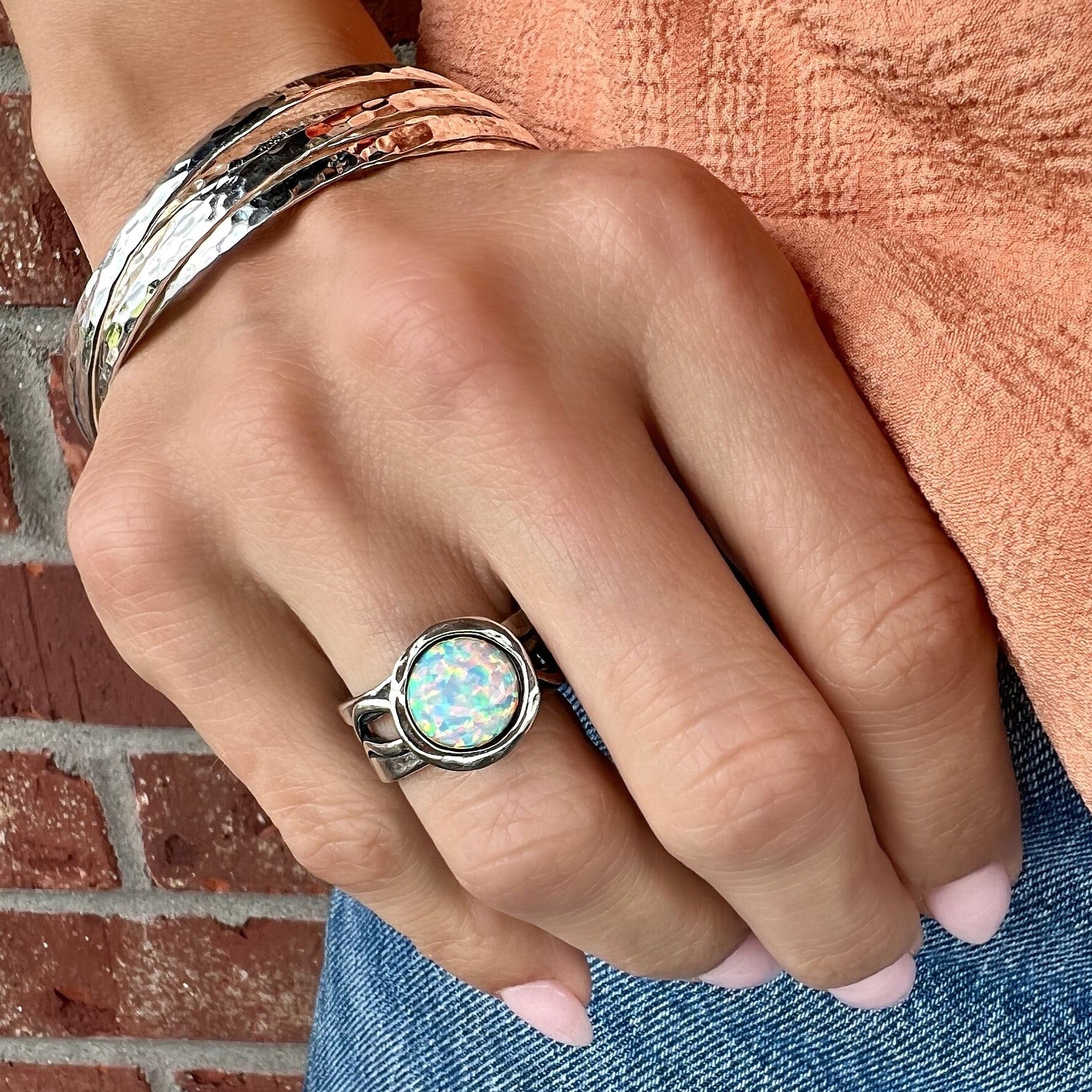 White Opal Ring