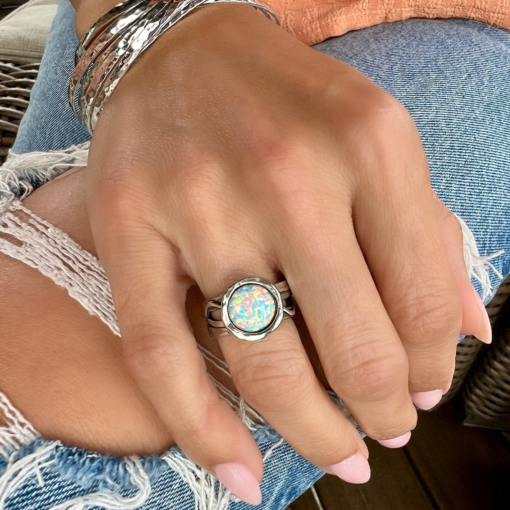 White Opal Ring